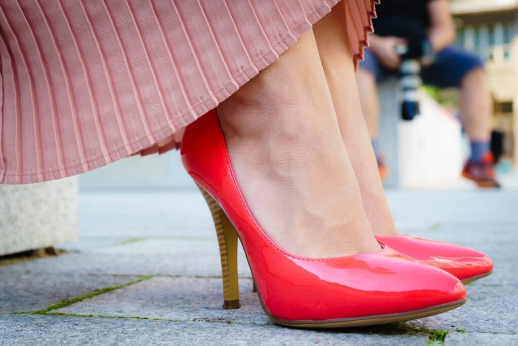 red heels with skirt. best places to sell heels online - buymyheels